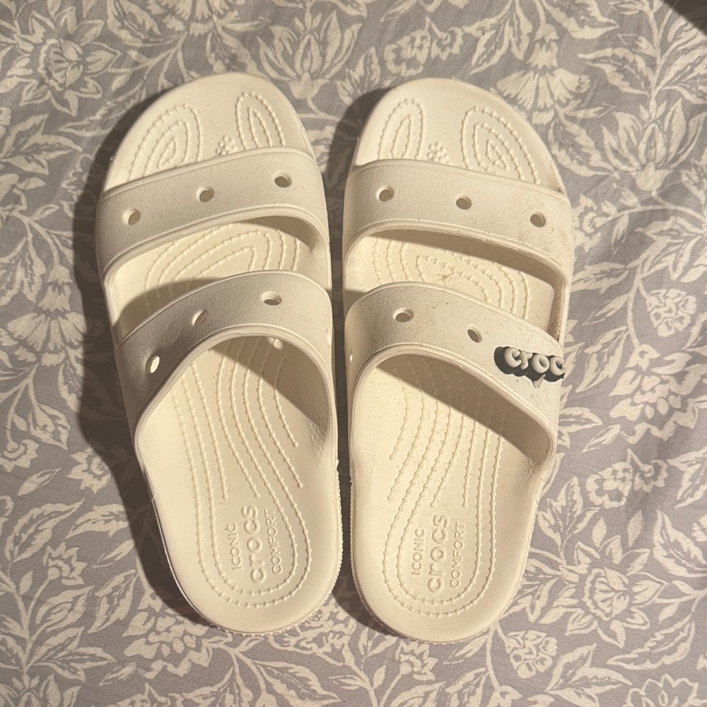 CROCS  Cream Slide Sandals